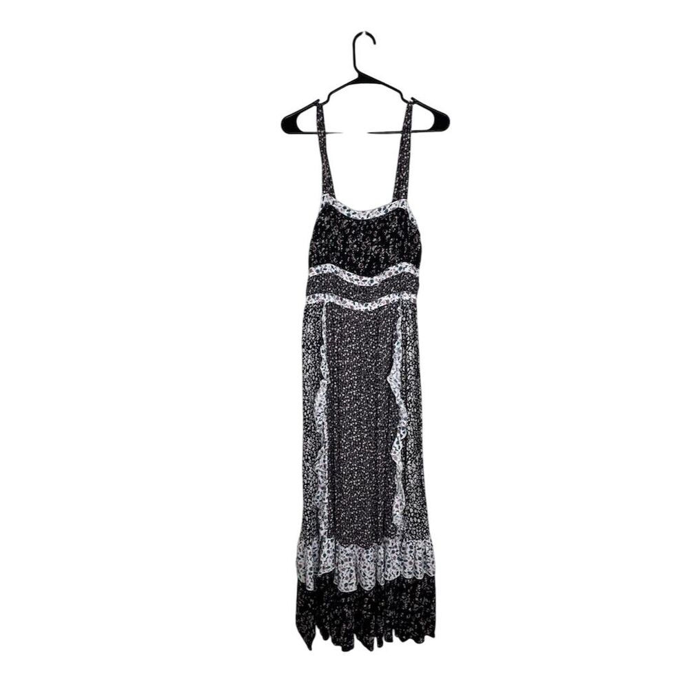 Free People Yesica Floral Ruffle-Trim Maxi Dress Black Size 12 - Picture 3 of 10